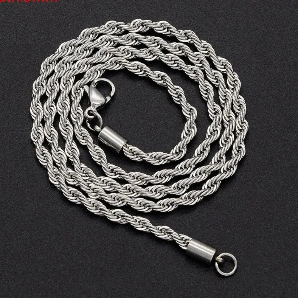 Gold or Silver Mens Rope Chain Necklace 3 mm
